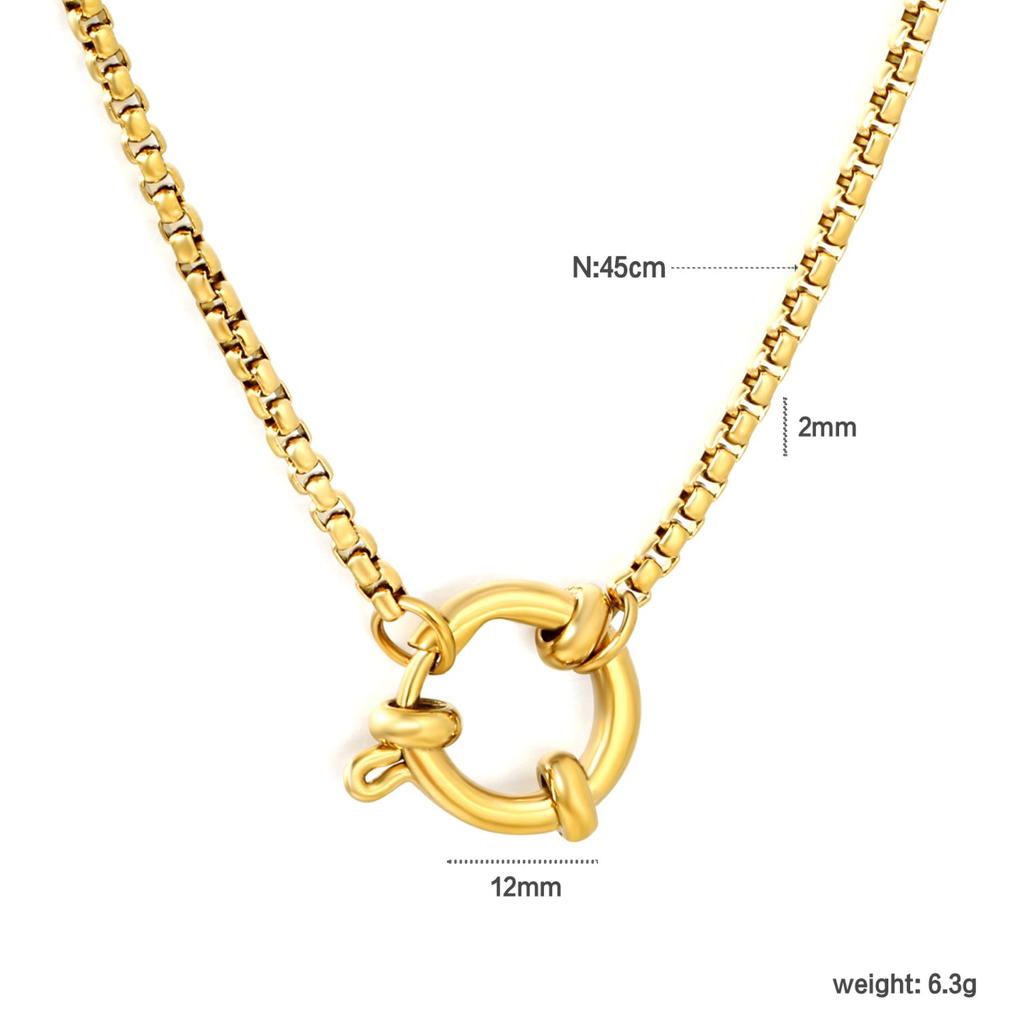 PVD Gold 304L Steel 2mm Square Snake Chain Necklaces Swivel Clasp 4.6g