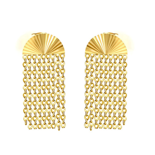 Stainless Steel Tassel Earrings | Gold Fan O-Chain Drop