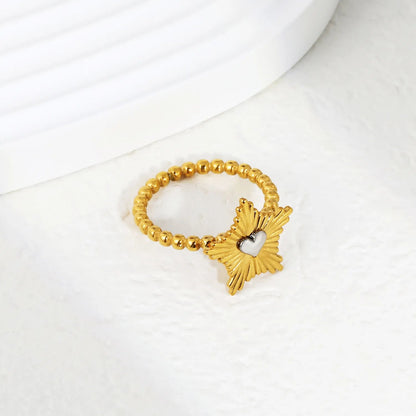 Sweet Heart Sunflower Ring 304L Stainless Steel Gold Silver 2g Gift