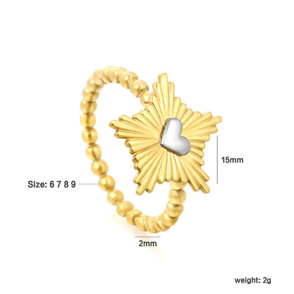 Sweet Heart Sunflower Ring 304L Stainless Steel Gold Silver 2g Gift