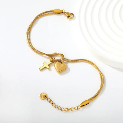 Tarnish-Free Mum Bracelet | 304L Stainless Steel Knot Design with Cross & Heart