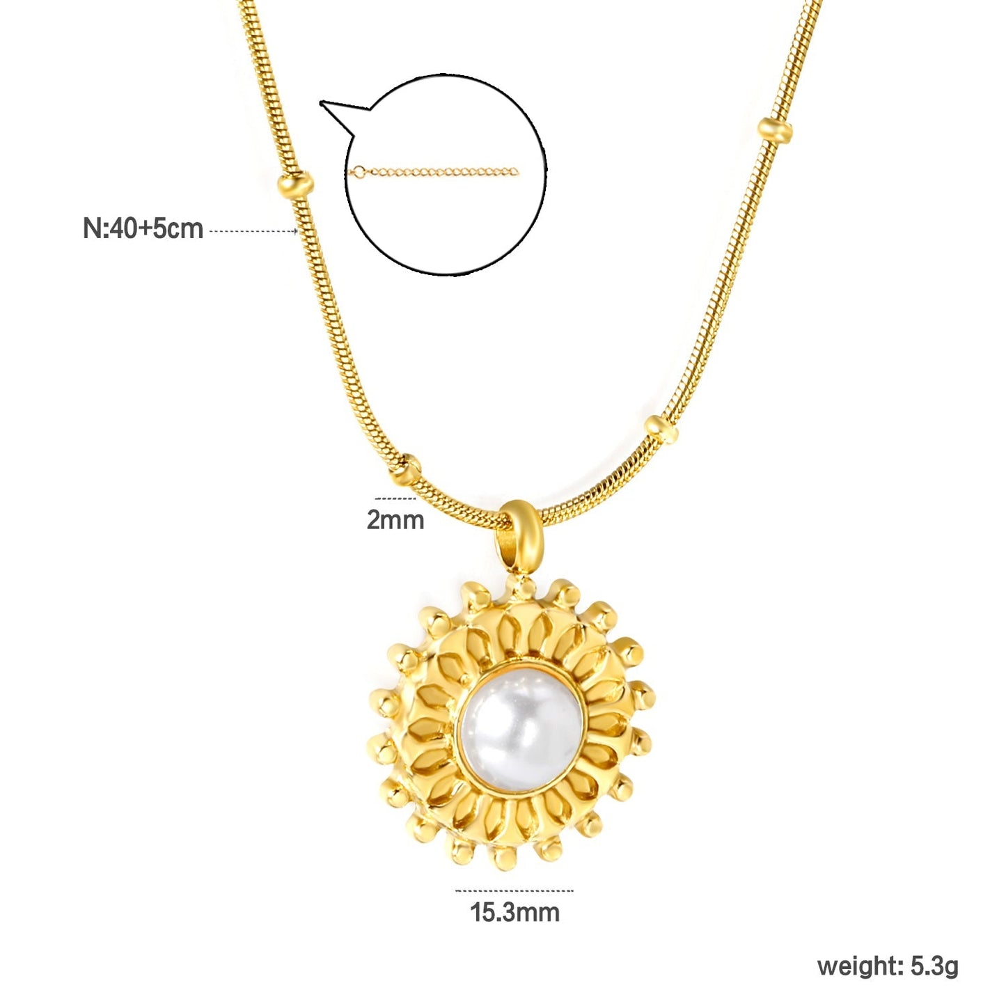 Tarnish-Free Turquoise Sunflower Pendant Necklace | Hypoallergenic Stainless Steel