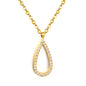 304L Stainless Steel 9x18mm Pear Shape Hollow Pave CZ Necklaces