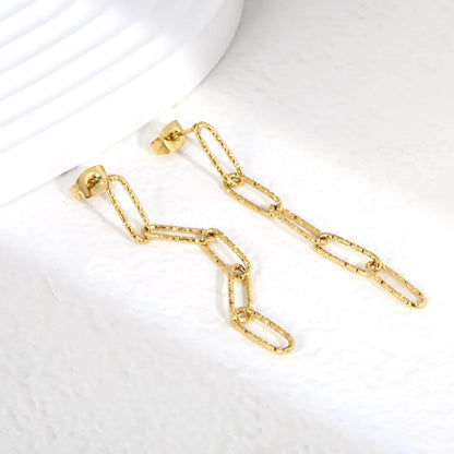 Textured O-Chain Dangle Earrings | Tarnish-Free Retro Aesthetic