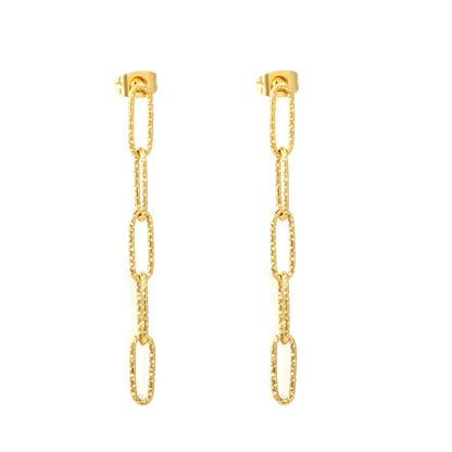 Textured O-Chain Dangle Earrings | Tarnish-Free Retro Aesthetic