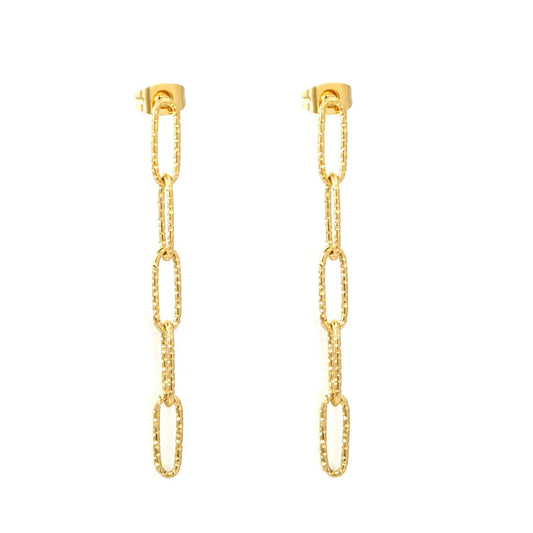 Textured O-Chain Dangle Earrings | Tarnish-Free Retro Aesthetic