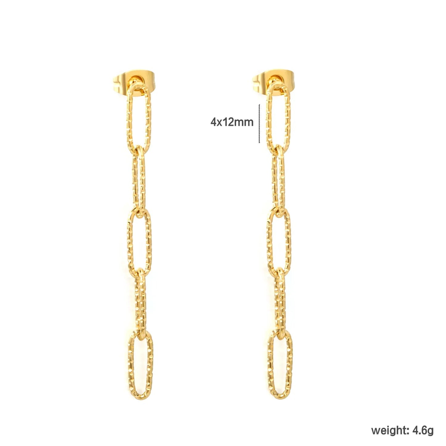 Textured O-Chain Dangle Earrings | Tarnish-Free Retro Aesthetic