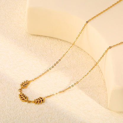 Waterproof 304L Steel Embossed Clover Pendant necklaces 40+5cm O-Chain
