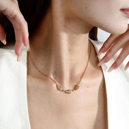 Waterproof 304L Steel Embossed Clover Pendant necklaces 40+5cm O-Chain
