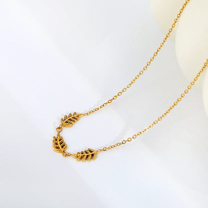 Waterproof 304L Steel Embossed Clover Pendant necklaces 40+5cm O-Chain
