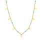 Turquoise Bead & Cross Stainless Steel Dainty Necklace