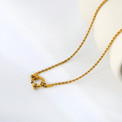 Retro Industrial Twisted Rope Layering Chain Albert Lock Necklaces