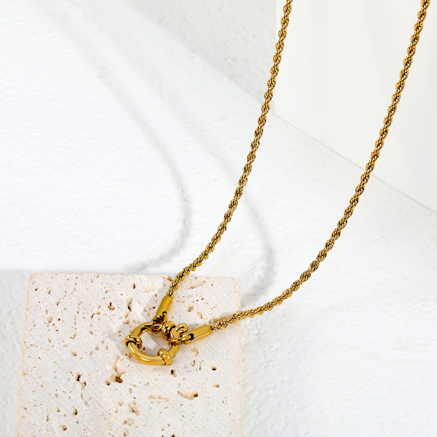Retro Industrial Twisted Rope Layering Chain Albert Lock Necklaces