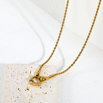 Retro Industrial Twisted Rope Layering Chain Albert Lock Necklaces