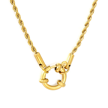 Retro Industrial Twisted Rope Layering Chain Albert Lock Necklaces