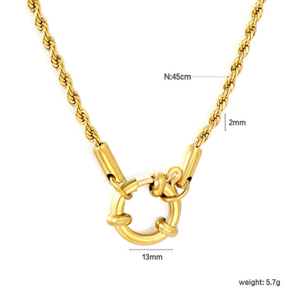 Retro Industrial Twisted Rope Layering Chain Albert Lock Necklaces