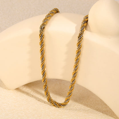 Chunky Mixed Metal Gold Silver Braided Mesh Chain Necklaces