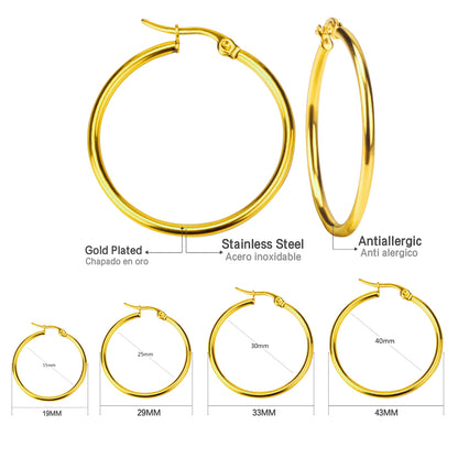 Wholesale 18K Gold Large Hoop Earrings Smooth Design Classic Style
