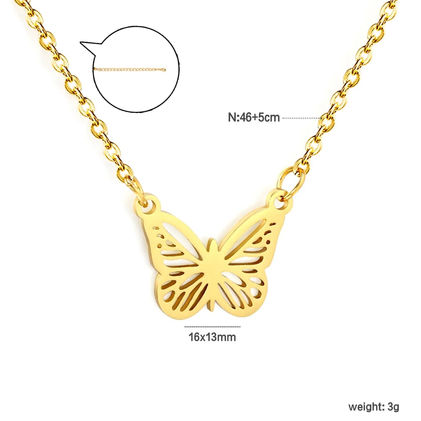 Waterproof Stainless Steel Butterfly Necklace | Minimalist Nature Jewelry
