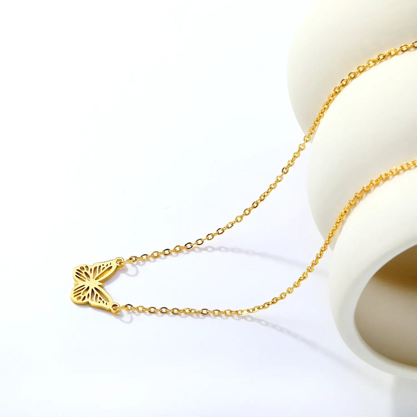 Waterproof Stainless Steel Butterfly Necklace | Minimalist Nature Jewelry