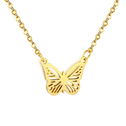 Waterproof Stainless Steel Butterfly Necklace | Minimalist Nature Jewelry