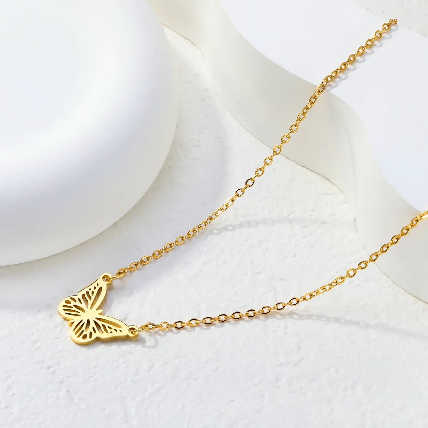 Waterproof Stainless Steel Butterfly Necklace | Minimalist Nature Jewelry