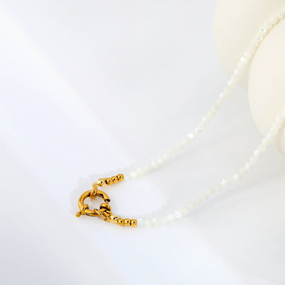 Tarnish Resistant 3mm White Shell Strand Albert Clasp Necklaces Bulk