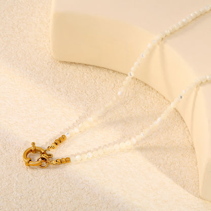 Tarnish Resistant 3mm White Shell Strand Albert Clasp Necklaces Bulk