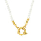 Tarnish Resistant 3mm White Shell Strand Albert Clasp Necklaces Bulk