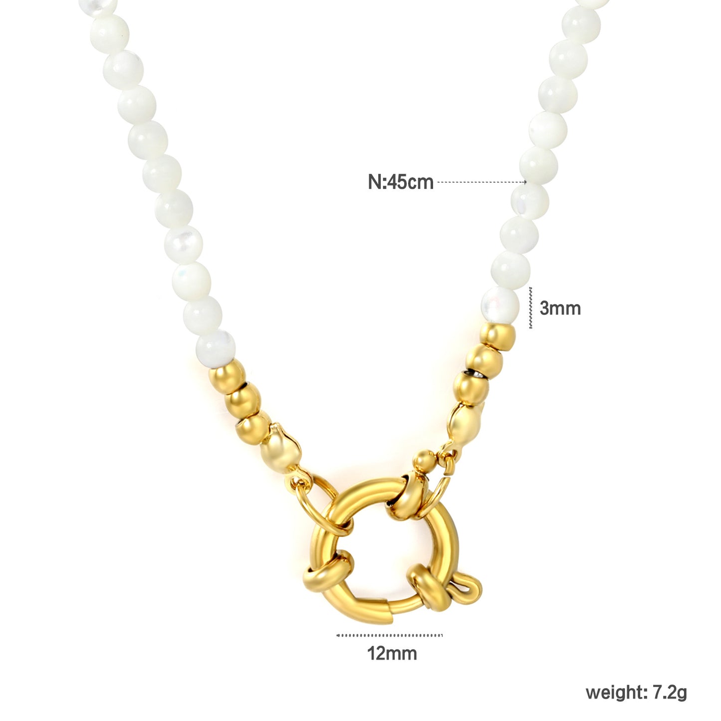 Tarnish Resistant 3mm White Shell Strand Albert Clasp Necklaces Bulk