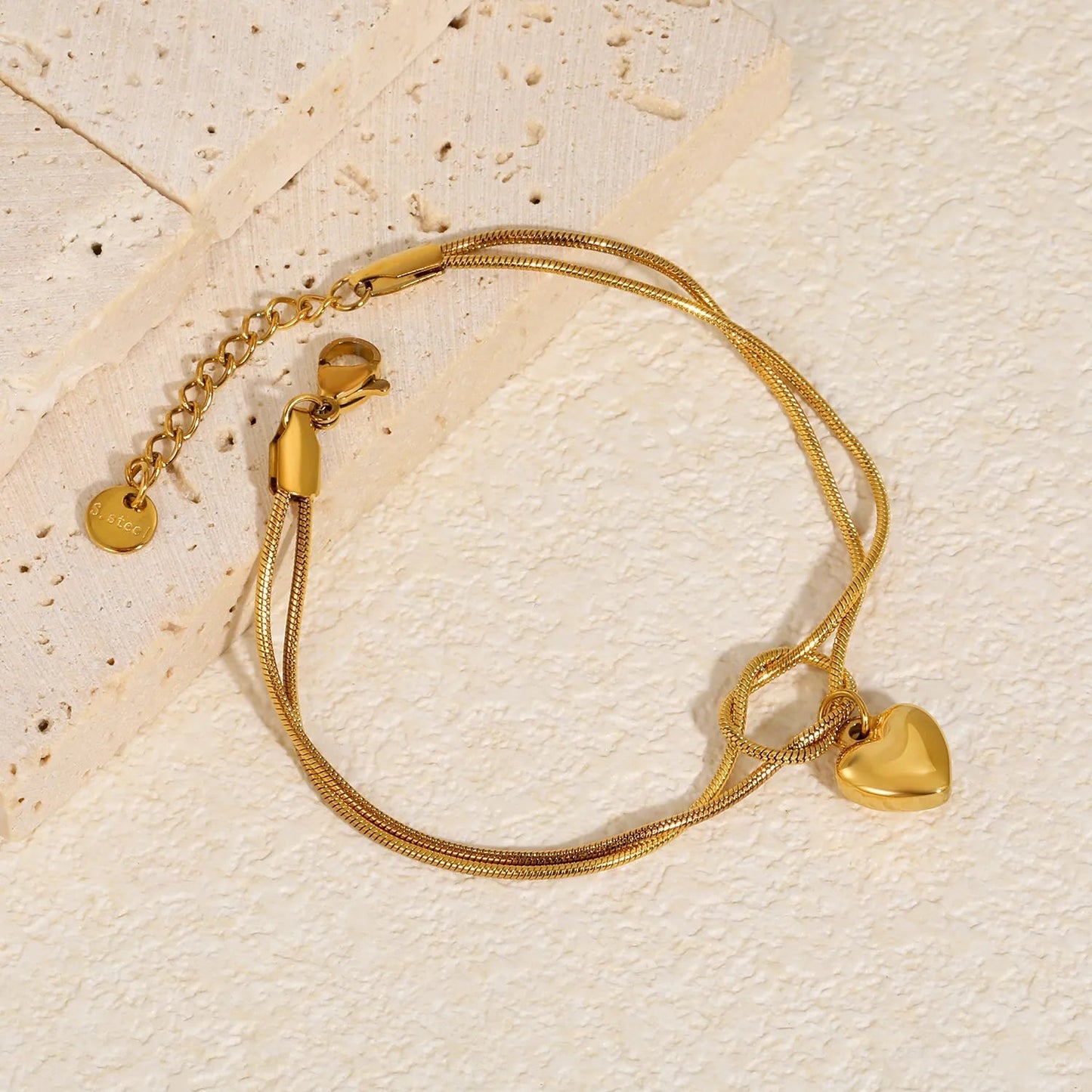 Wholesale 304L Stainless Steel 10x11mm Heart Knotted Bracelet Bulk