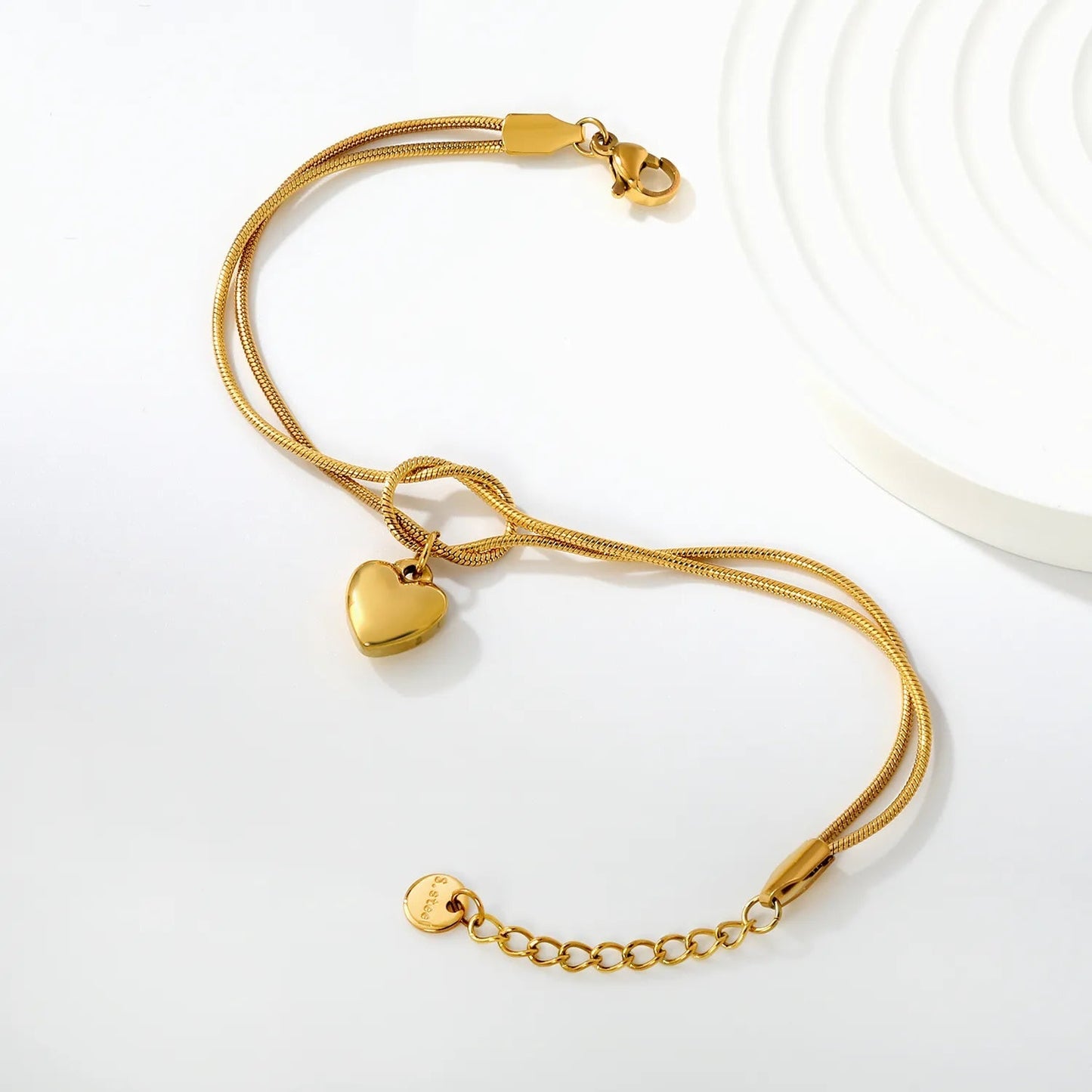 Wholesale 304L Stainless Steel 10x11mm Heart Knotted Bracelet Bulk