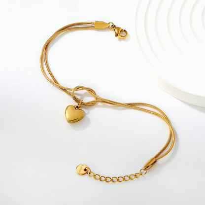 Wholesale 304L Stainless Steel 10x11mm Heart Knotted Bracelet Bulk