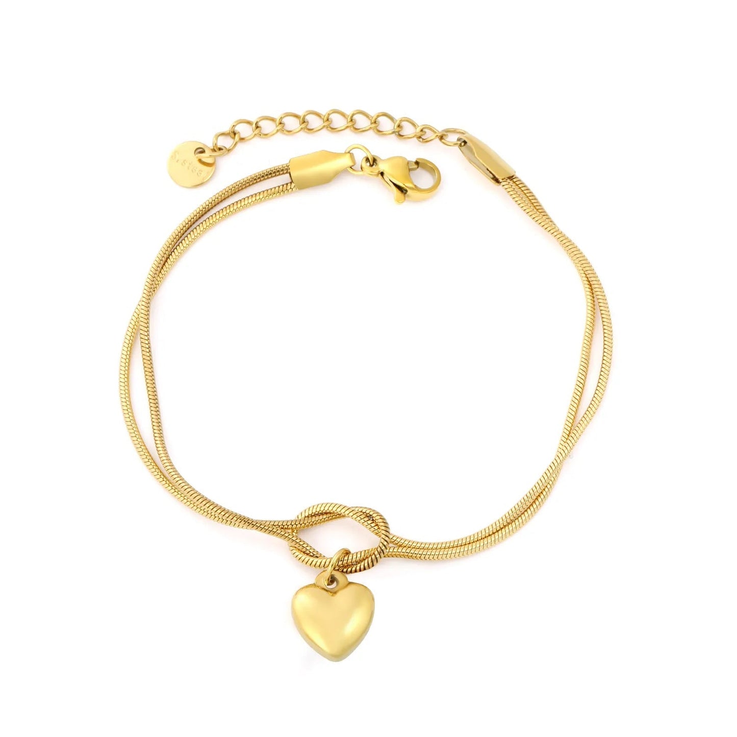 Wholesale 304L Stainless Steel 10x11mm Heart Knotted Bracelet Bulk