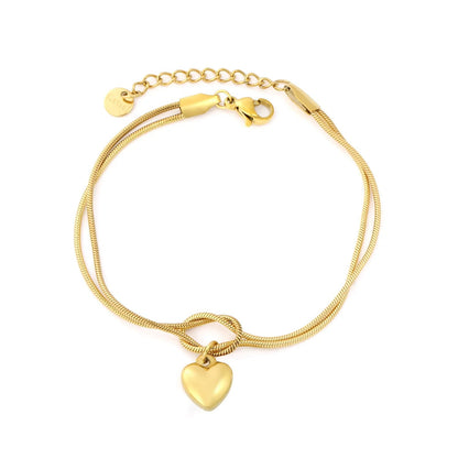 Wholesale 304L Stainless Steel 10x11mm Heart Knotted Bracelet Bulk