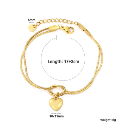 Wholesale 304L Stainless Steel 10x11mm Heart Knotted Bracelet Bulk