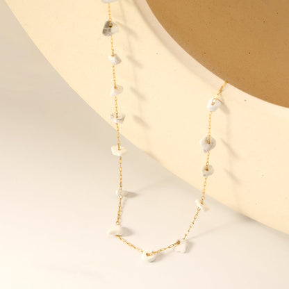 Wholesale 304L Stainless Steel 40+5cm MOP Stone Necklace