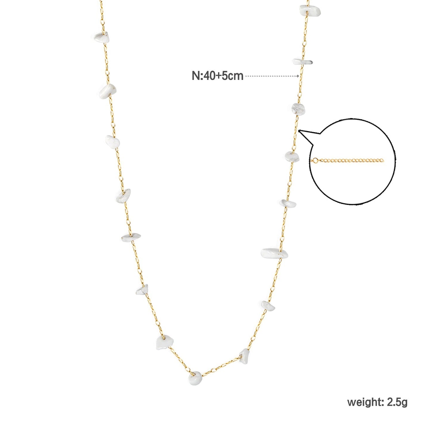 Wholesale 304L Stainless Steel 40+5cm MOP Stone Necklace