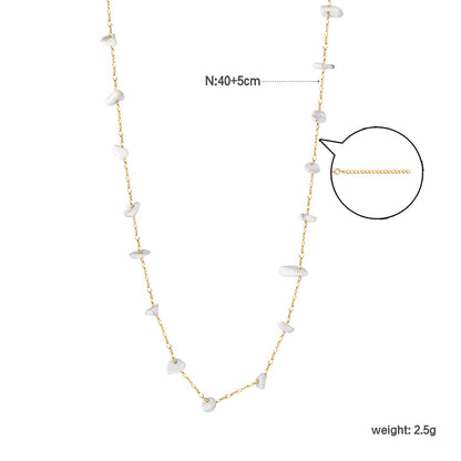 Wholesale 304L Stainless Steel 40+5cm MOP Stone Necklace