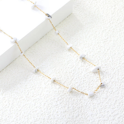 Wholesale 304L Stainless Steel 40+5cm MOP Stone Necklace