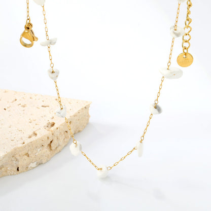 Wholesale 304L Stainless Steel 40+5cm MOP Stone Necklace