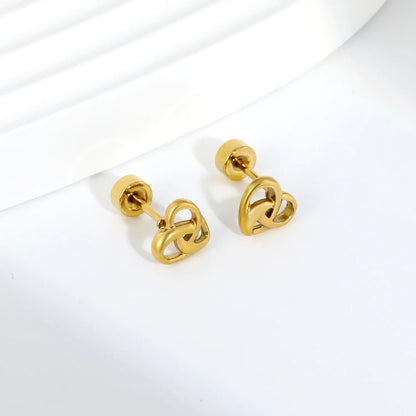 Wholesale 304L Stainless Steel 7x6mm Hollow Heart-Shaped Stud Earrings, Pack of 12 Pairs
