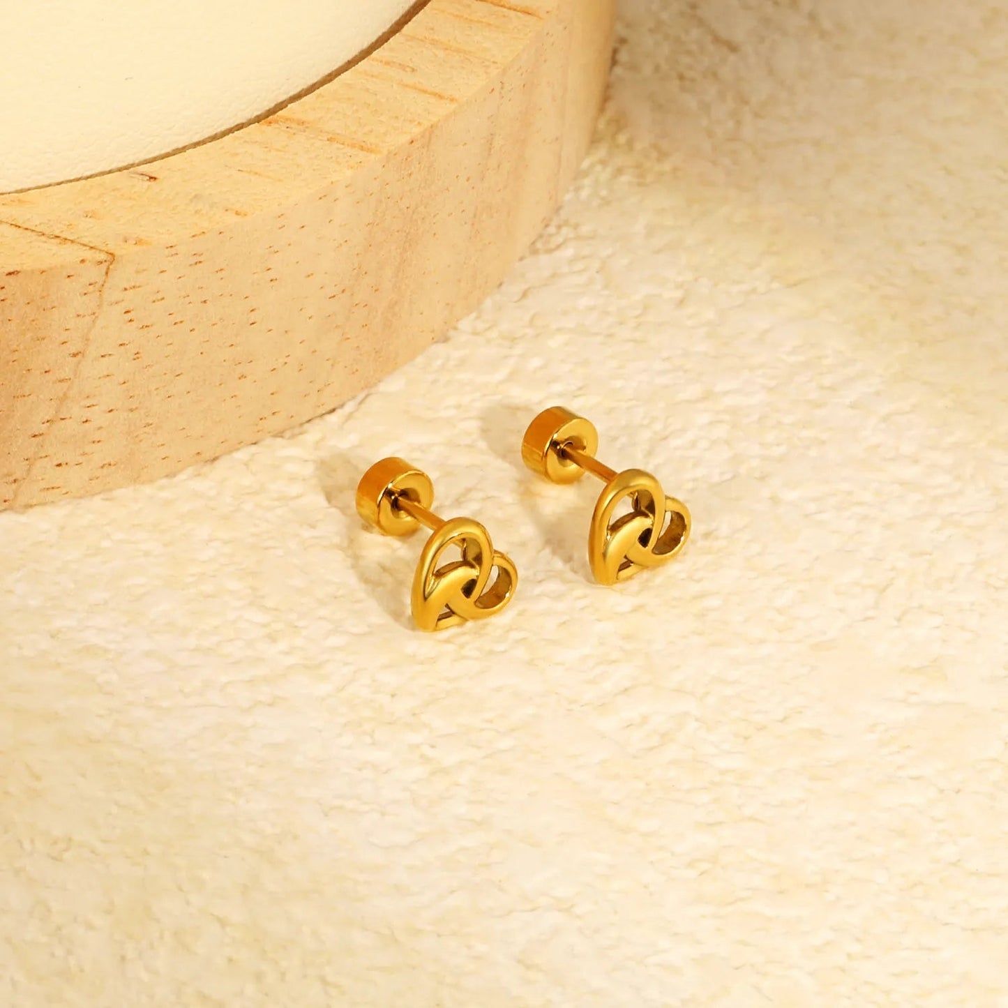 Wholesale 304L Stainless Steel 7x6mm Hollow Heart-Shaped Stud Earrings, Pack of 12 Pairs