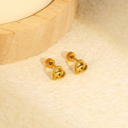 Wholesale 304L Stainless Steel 7x6mm Hollow Heart-Shaped Stud Earrings, Pack of 12 Pairs