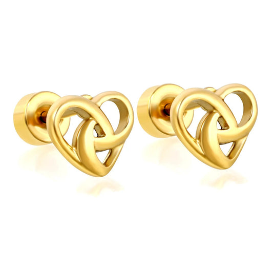 Wholesale 304L Stainless Steel 7x6mm Hollow Heart-Shaped Stud Earrings, Pack of 12 Pairs