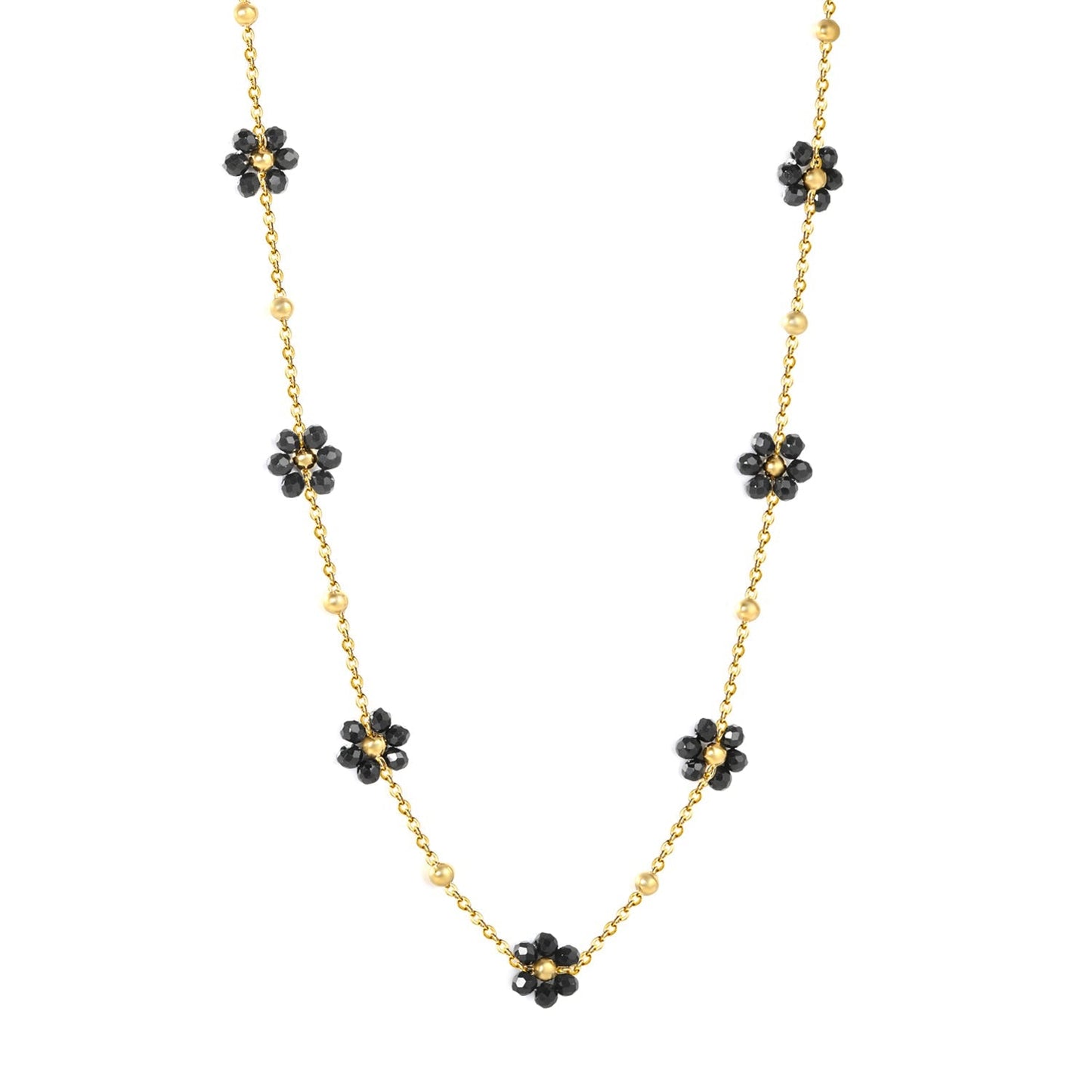 Wholesale 304L Stainless Steel 8mm Black Crystal Flower