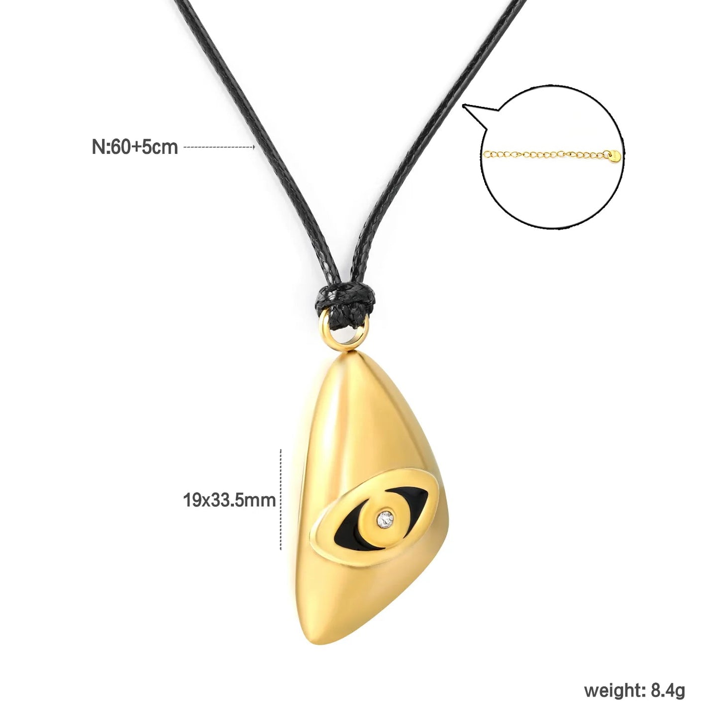 Wholesale 304L Stainless Steel Evil Eye Cord Necklace 60+5cm