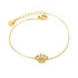 Wholesale 304L Stainless Steel Gold Crown Bracelet CZ Pendant O-Chain 17+3cm