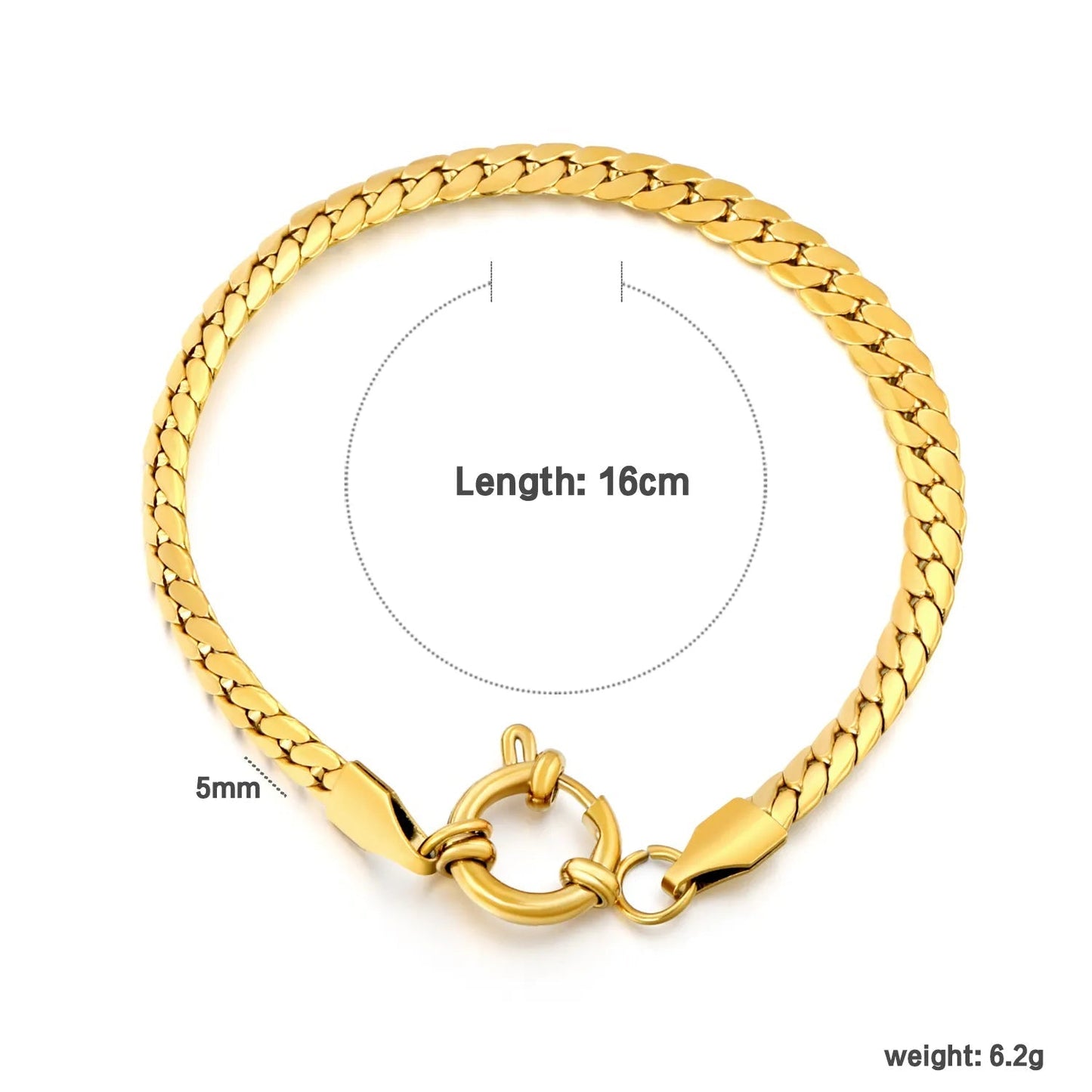 Wholesale 304L Stainless Steel Gold Fishbone Bracelet OT Clasp Wheat Chain 16cm