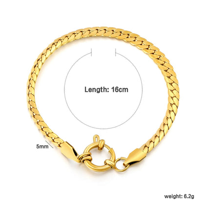 Wholesale 304L Stainless Steel Gold Fishbone Bracelet OT Clasp Wheat Chain 16cm